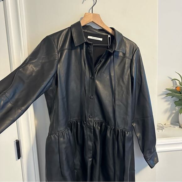 NWT Rebecca Taylor Black Faux Leather Long Sleeve Romper 6 - Picture 10 of 13